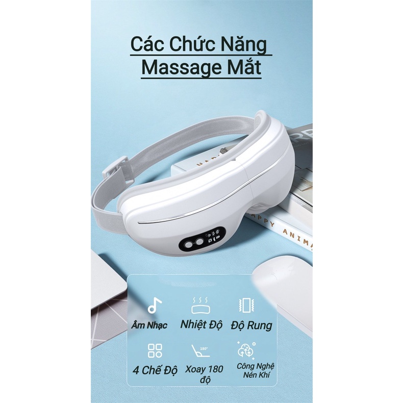 Máy massage mắt thông minh Bluetooth Eye Instruement, máy massage sử dụng công nghệ khí nén, giảm quầng thâm xoa dịu mắt