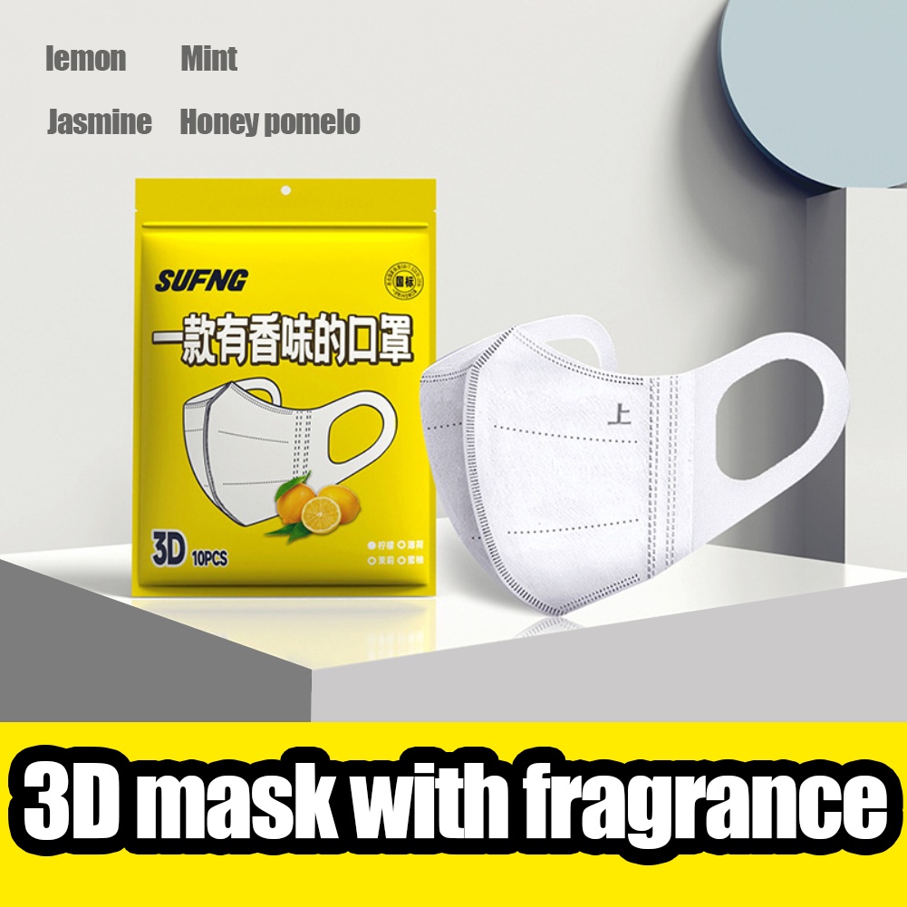 Có Sẵn 10 Chiếc Mặt Nạ Thơm 3d Ba Chiều Dùng Một Lần Cho Nữ Mặt Lưới Cao Bảo Vệ Ba Lớp Mặt Nạ Hương Bạc Hà Thoáng Khí Thanh Toán Khi Nhận Hàng