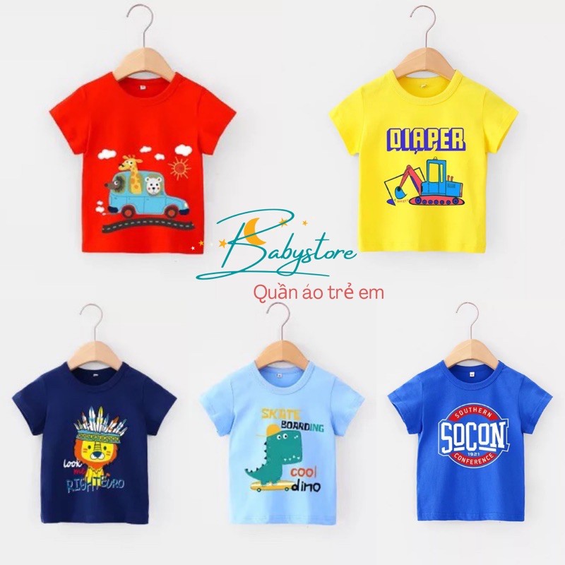 Áo cộc tay bé trai Raccon từ 1-8 tuổi cotton 100% in hình dễ thương