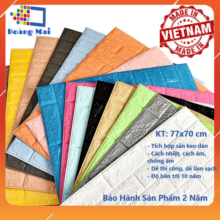 Xốp dán tường ❤️FREESHIP❤️ tấm xốp giả gạch dán tường, cách nhiệt, cách âm, chống ẩm loại 3MM KT 77x70CM | BigBuy360 - bigbuy360.vn