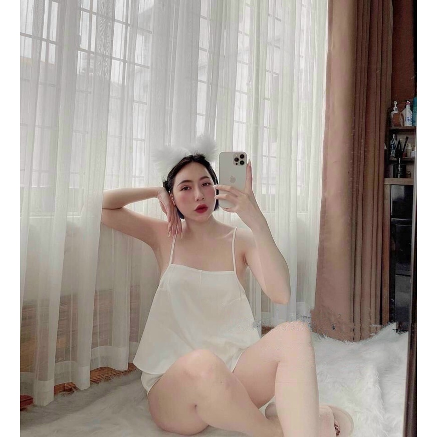 Bộ đồ ngủ lụa sexy hai dây quần short siêu gợi cảm chất lụa mềm mại form thoải mái thời trang hè siêu hot