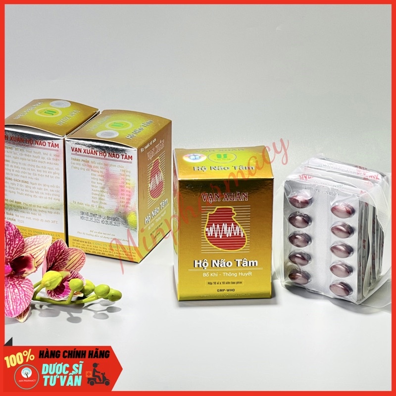 Viên uống Hộ Não Tâm VẠN XUÂN Bổ khí Hoạt huyết Cải thiện tuần hoàn Hộp 100 viên bao phim - Minpharmacy