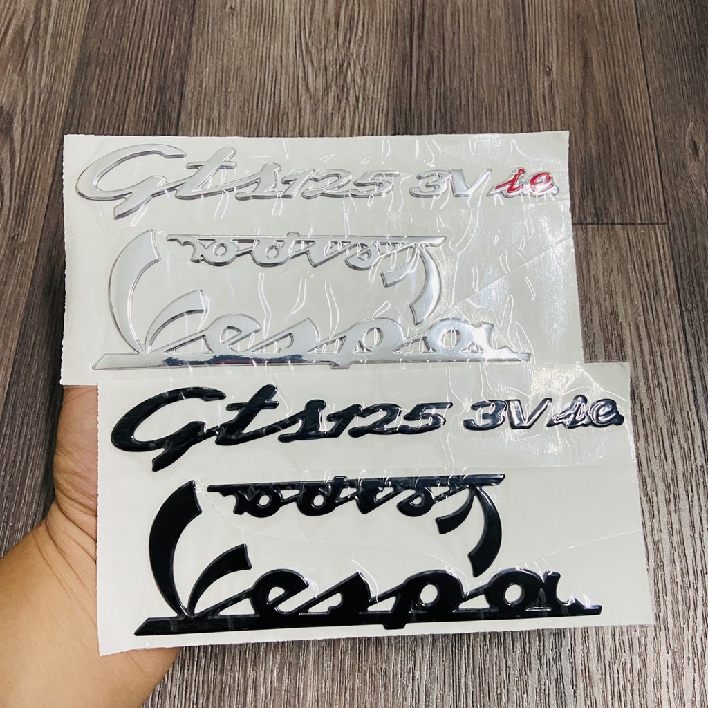 Bộ tem dán xe Vespa GTS 125 3Vie, Vespa GTS 150 3Vie chất liệu nhựa nổi cao cấp sáng bóng