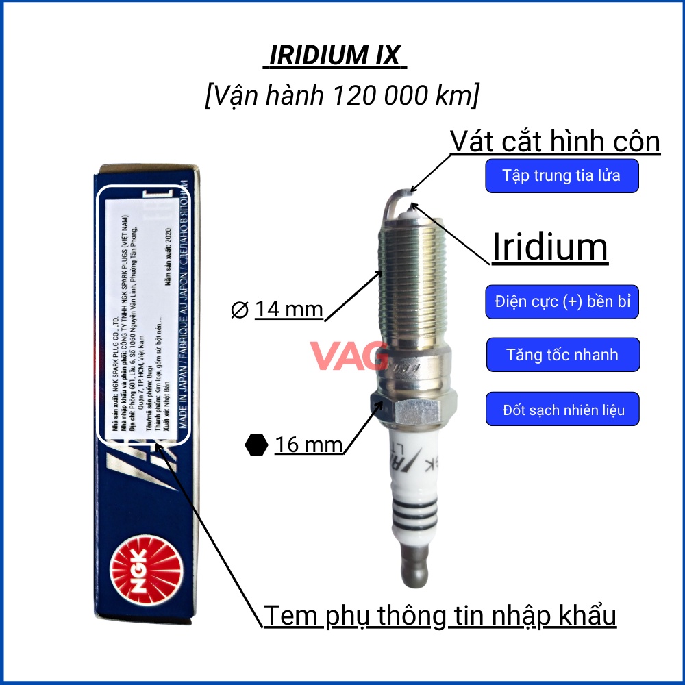 Bugi Ford Fiesta, Ecosport, Escape, Mondeo Từ năm 2009-2021| Chính hãng NGK Mã sản Phẩm LTR6IX-11