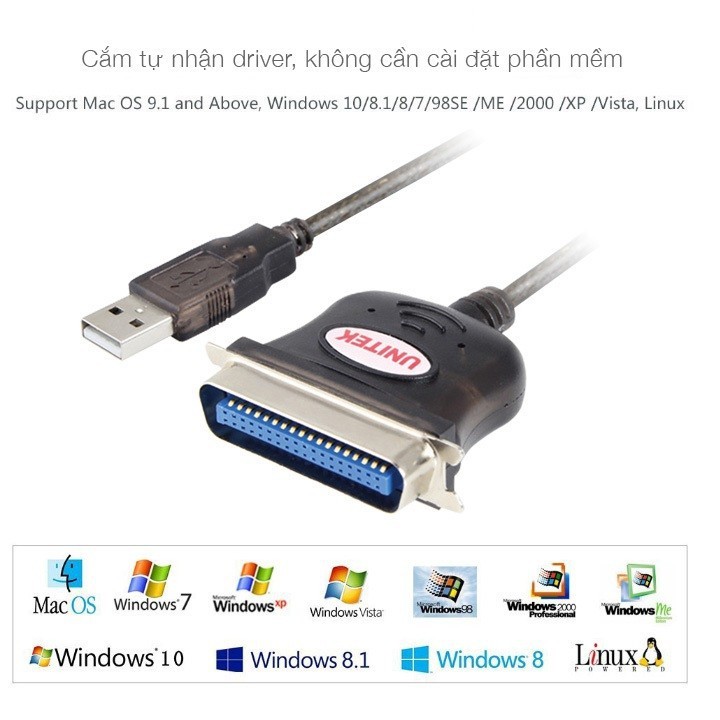 Cáp chuyển đổi USB to LPT Parallel Unitek Y120