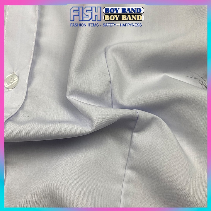 Áo học sinh nữ trắng tay NGẮN DÀI cấp 1 2 và 3 hàng tiêu chuẩn vải kate tốt vạc bầu FF95F