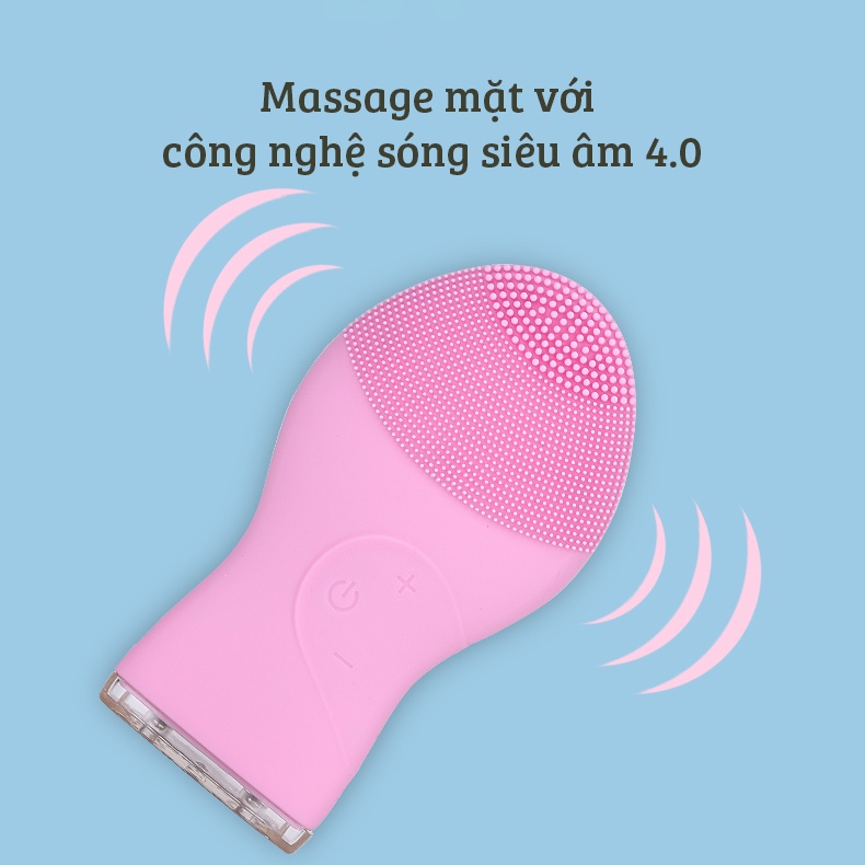 Máy rửa mặt và massage da mặt nam nữ Máy làm sạch mặt silicon công nghệ sóng siêu âm 4.0 Làm sạch bụi bẩn và dầu thừa