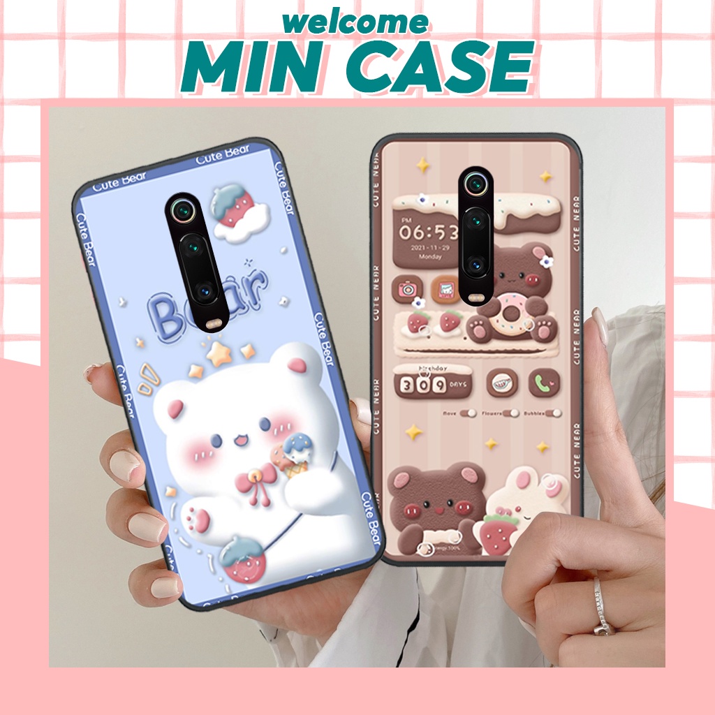 Ốp lưng Xiaomi K20/ K20 Pro/ K30/ K30 Pro/ Mi 9T hình gấu, thỏ, hình nền đồng hồ dễ thương