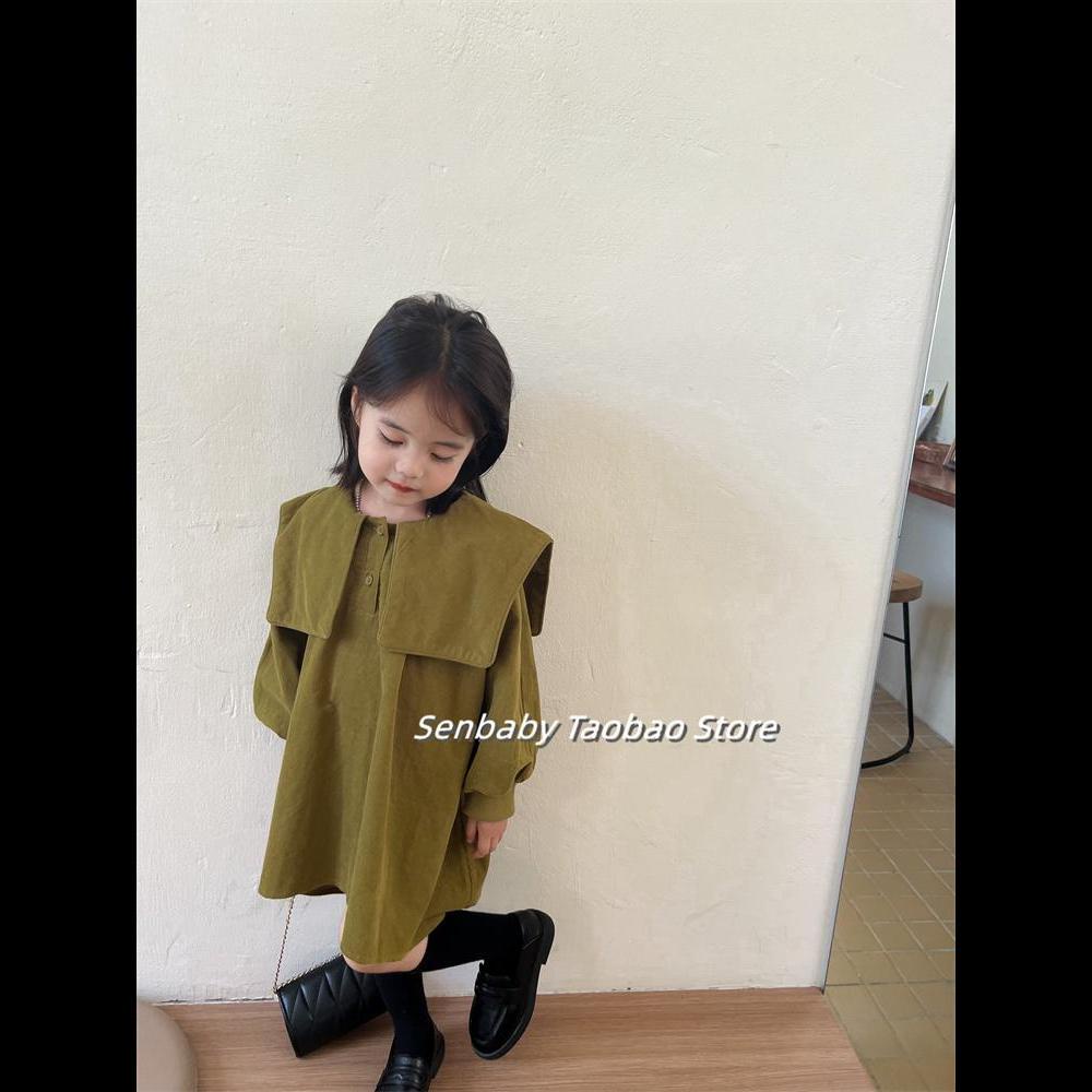 Đầm Cổ Bẻ Phong Cách Nhật Hàn Thời Trang Xuân Thu 2022 Mới Cho Bé Gái