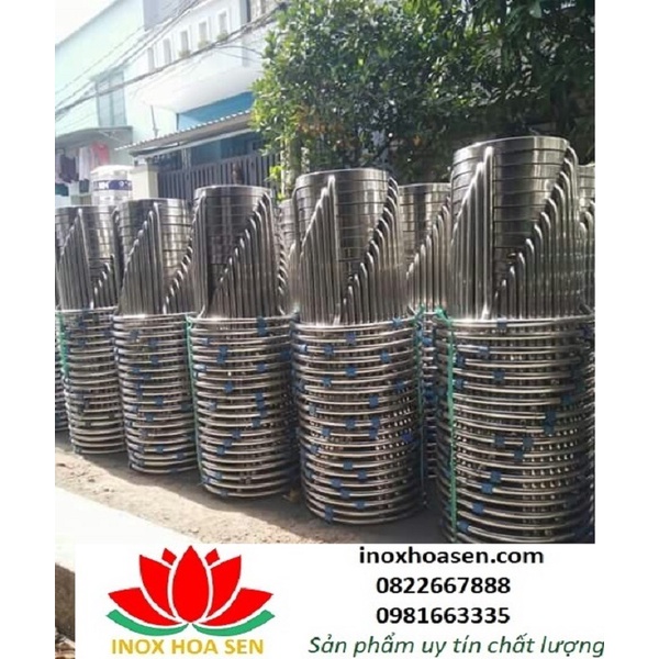 Bộ bàn ghế inox 6 ghế và 1 bàn, bàn inox chữ nhật, ghế inox tròn