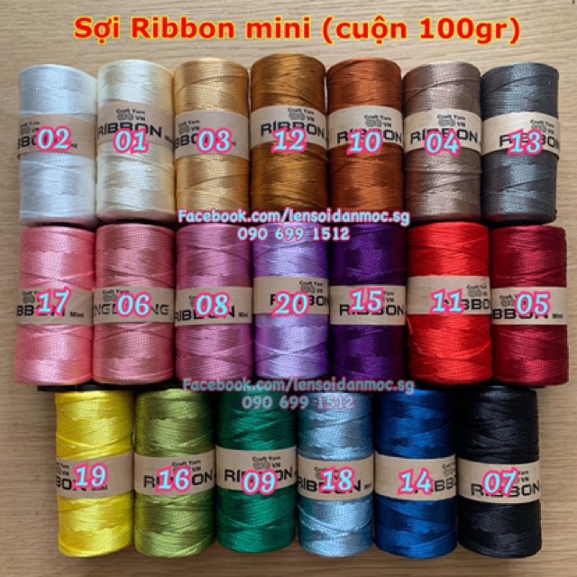 Sợi Ribbon mini 2mm Craftyarn VN (cuộn 100gr)