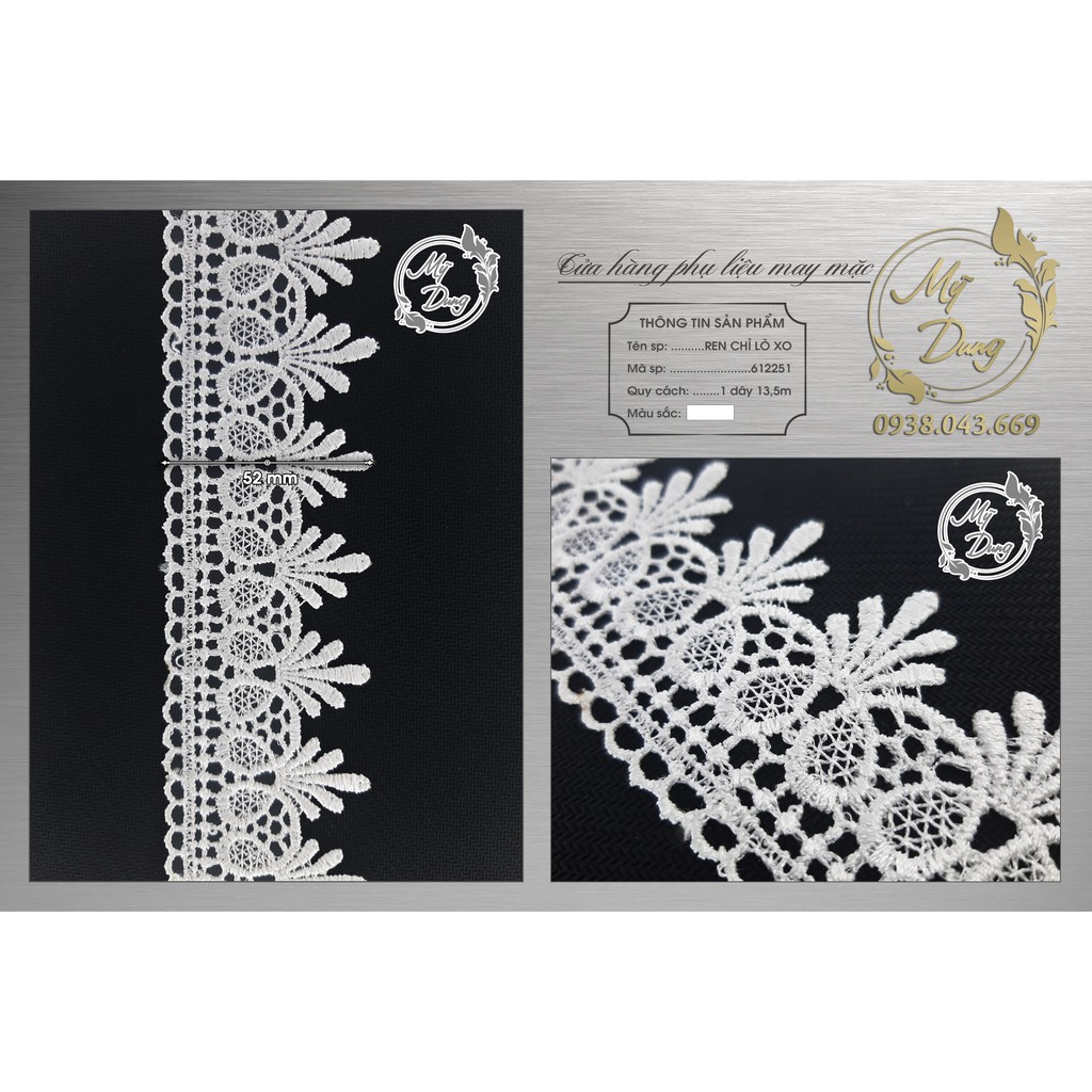 Dây ren chỉ Lò xo (Dây dài 13,5 met) - Nhiều màu lựa chọn - Khổ 4F - MS 612251