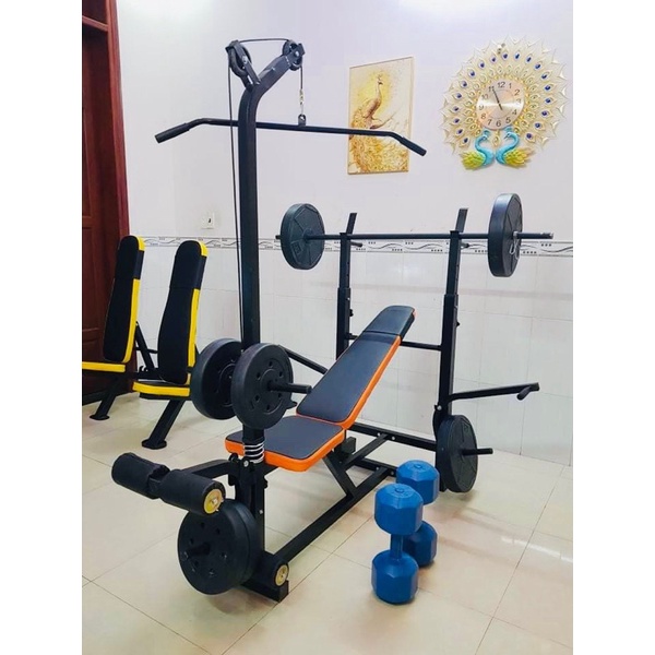 Combo ghế tập tạ đa năng tại nhà.
