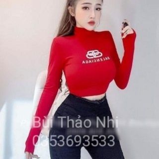 Áo croptop cổ lọ len tăm