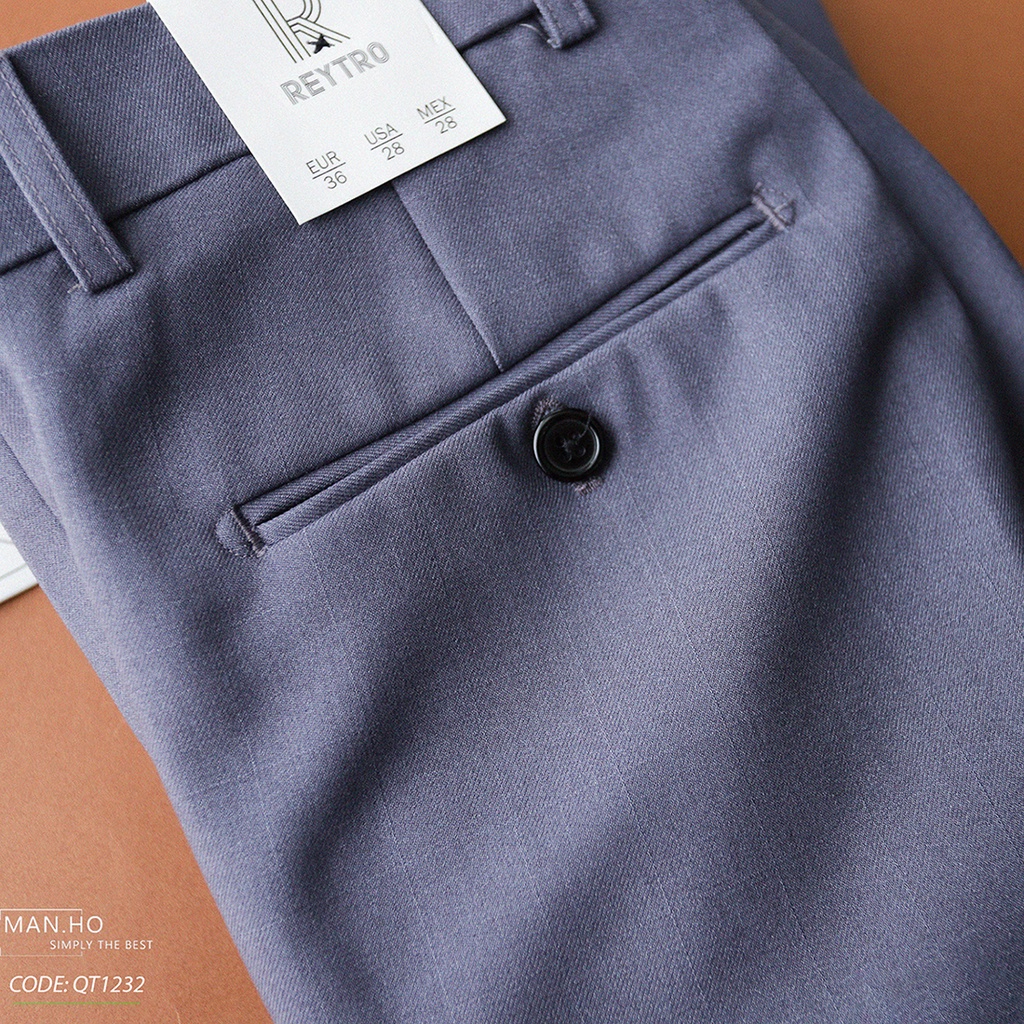 Quần tây REYTRO 12- XANH ĐÁ- Quần tây công sở, Chất liệu COTTON cao cấp, form Slim-fit tôn dáng, QT1232- MANHO