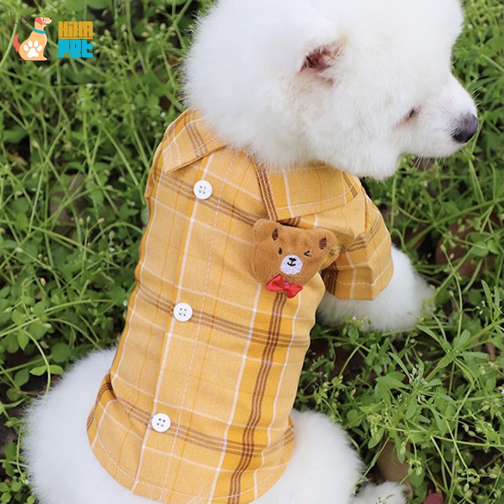Áo Sơ Mi Sọc Có Tay Cho Bé Trai Chó Mèo Cao Cấp Quần Áo Thú Cưng Đực Hihapet.