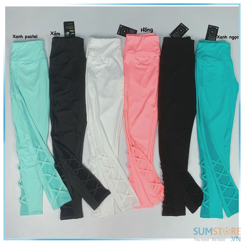 Quần Dài Tập Thể Thao nữ – Lưới Đan Dây Chéo Trắng/ Đen - Quần Thể Thao Nữ Mẫu Mới