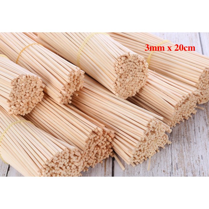 Que khuếch tán tinh dầu toả hương gồm que mây tự nhiên &amp; que sợi tổng hợp nhiều màu 3mm x 20cm, 3mm x 24cm, 4mm x 25cm