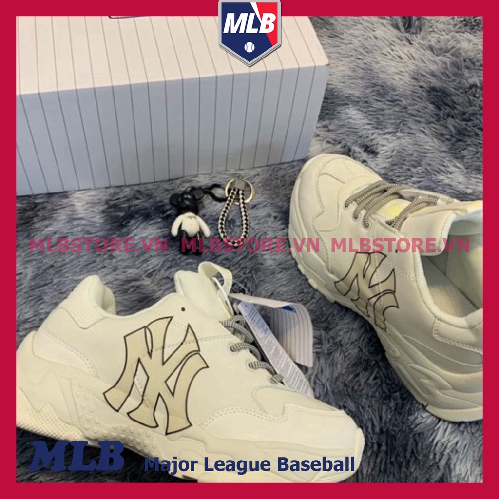 Giày MLB NY Nam Nữ, Giày NY Vàng Thể Thao Sneaker Đế 2 Lớp Tăng Chiều Cao Full Box
