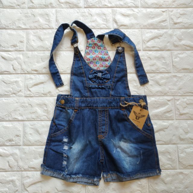 2768093300015 - yếm jean quần short lật lai rách bụi, nơ ngực