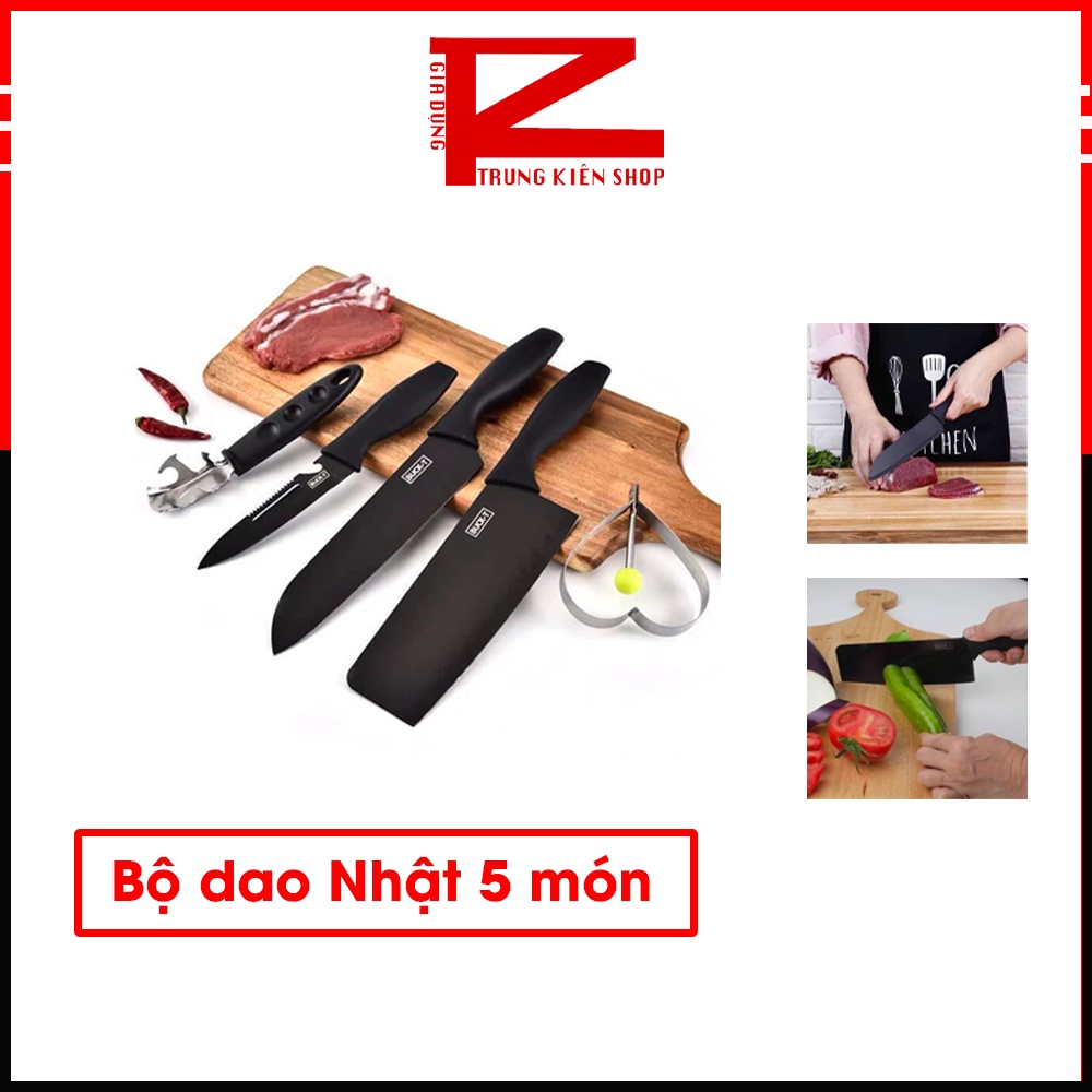 Bộ dao Nhật Bản 5 món làm từ thép cao cấp siêu sắc tiện dụng cho mọi gia đình