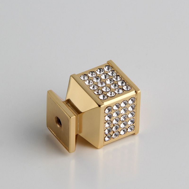 Tay Nắm Ngăn Kéo Tủ Hình Viên Kim Cương Màu Vàng Sang Trọng