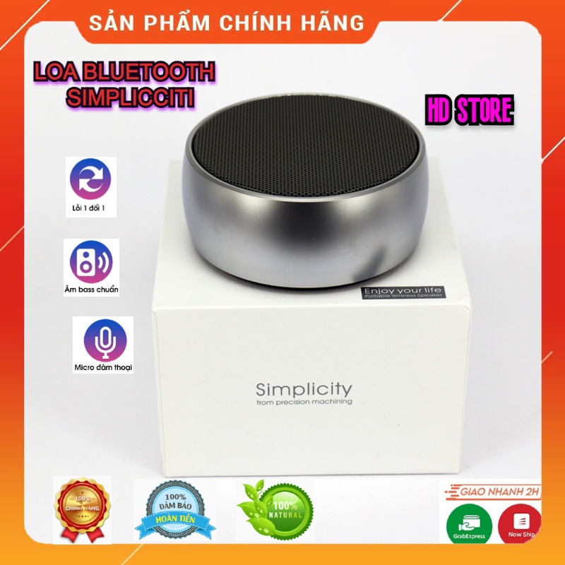 Loa Bluetooth Không Dây Simplicity BS- 01 Super Bass Âm Thanh Hay Vỏ Nhôm Cao Cấp, Thiết Kế Nhỏ Gọn Đẹp Mắt.