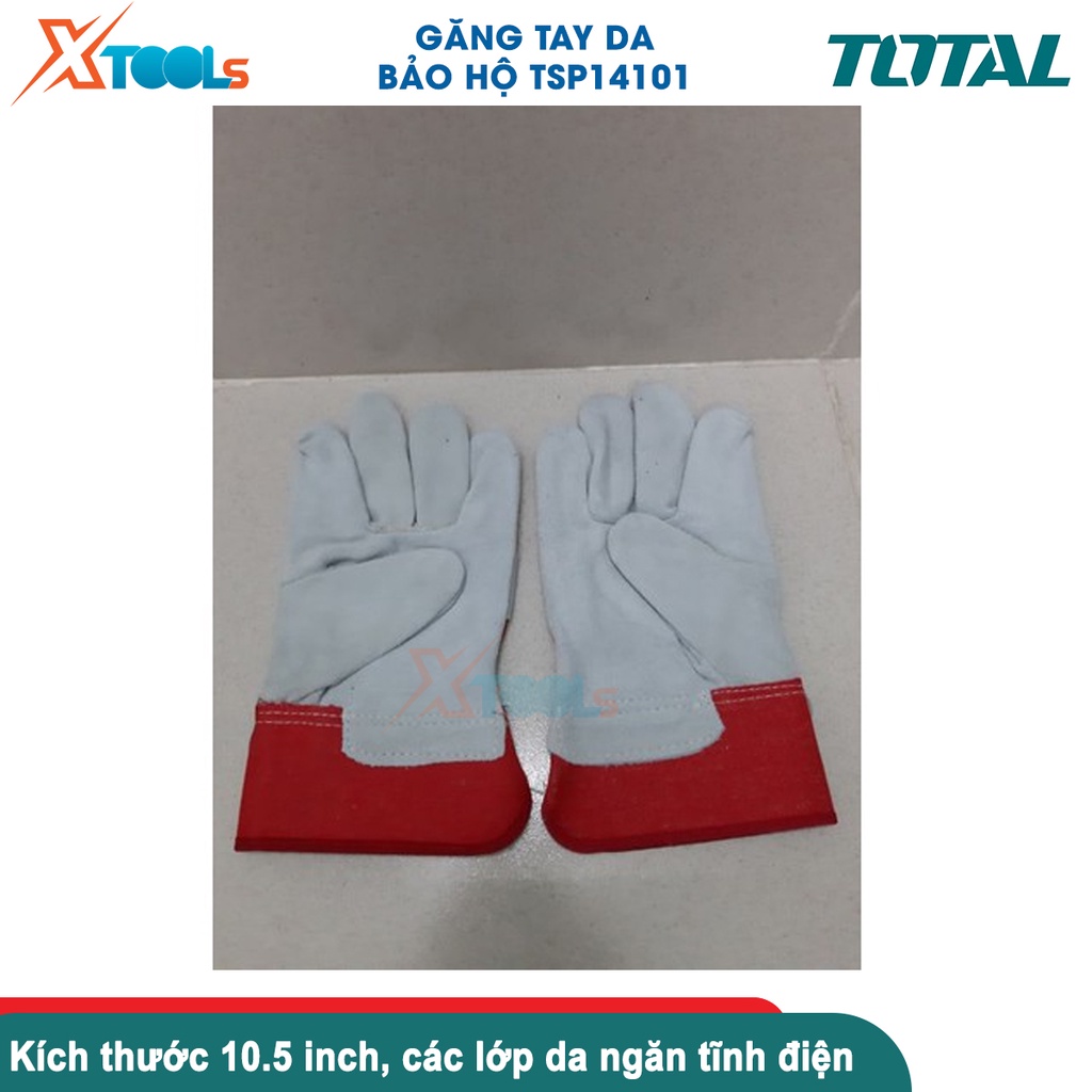 Găng tay da bảo hộ TOTAL TSP14101, găng tay bảo hộ kích thước 10.5inch, chất liệu da kết hợp vải [CHÍNH HÃNG][XTOOLS]