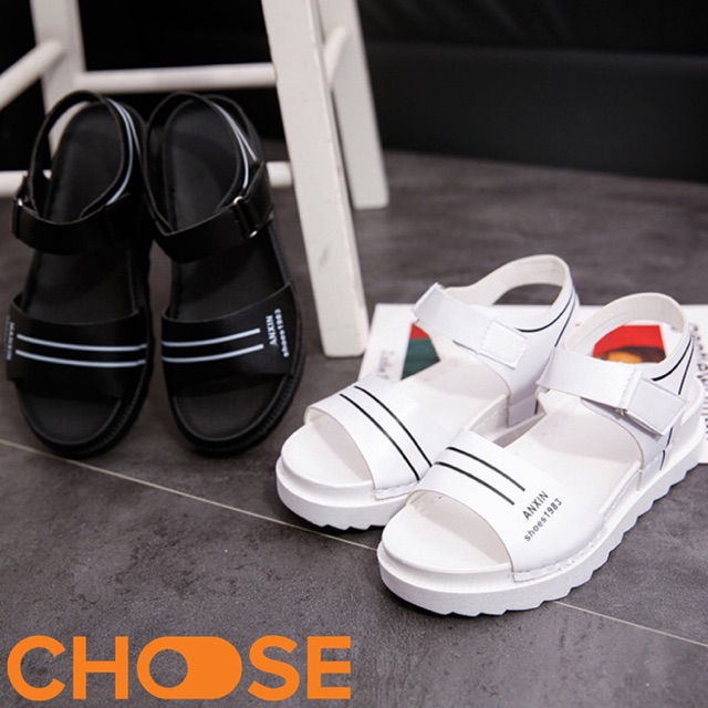 Giày Nữ Giày Sandal Nữ Quai Ngang Choose Dán Đế Cao Su Tăng Chiều Cao Cho Học Sinh G13K3