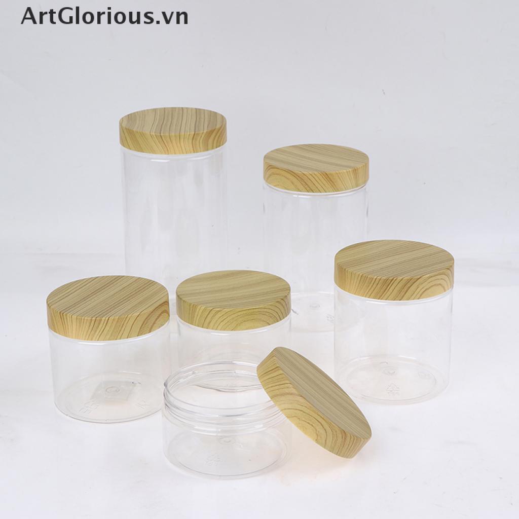 Hũ Rỗng Bằng Nhựa Giả Gỗ Có Nắp Đậy Đựng Đồ Tiện Dụng