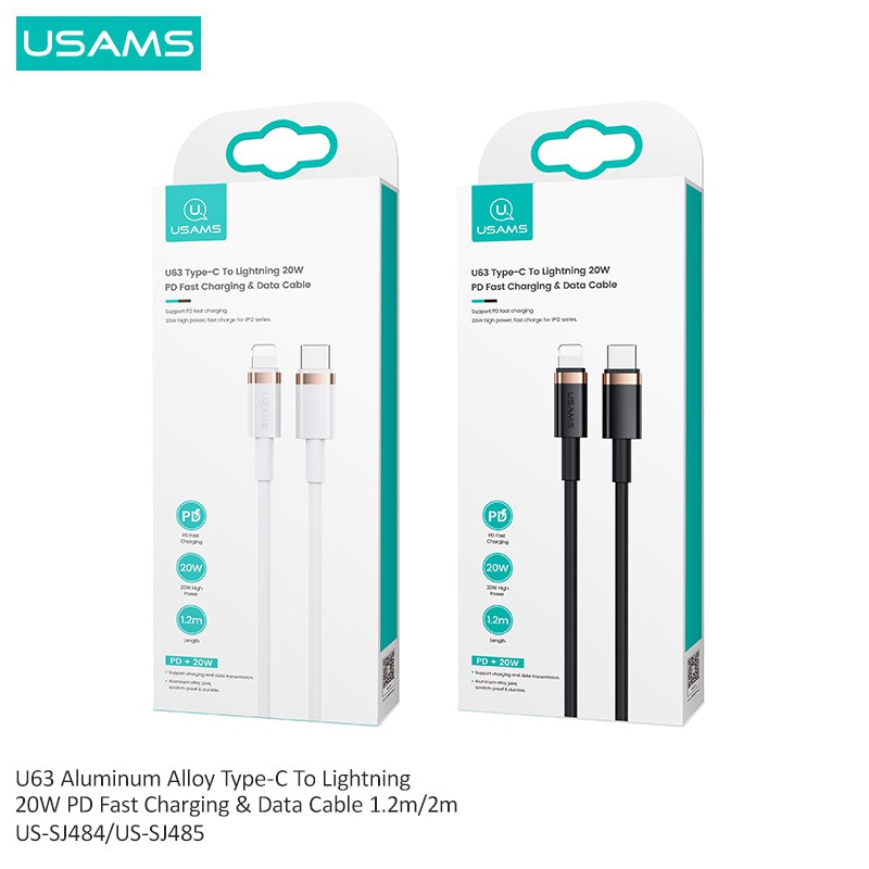 Dây Cáp Sạc Nhanh USAMS U63 Usb Type-C Sang Lightning 20w / 1.2m / 2m Dành Cho IPHONE OPPO SAMSUNG HUAWEI VIVO XIAOMI