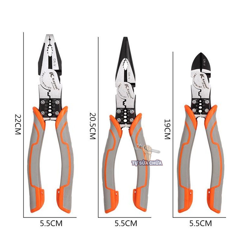 Kìm điện – kìm cắt - nhọn kìm đa năng chính hãng Nhật Kapusi JAPAN thép CR-V cao cấp, hàng loại xịn