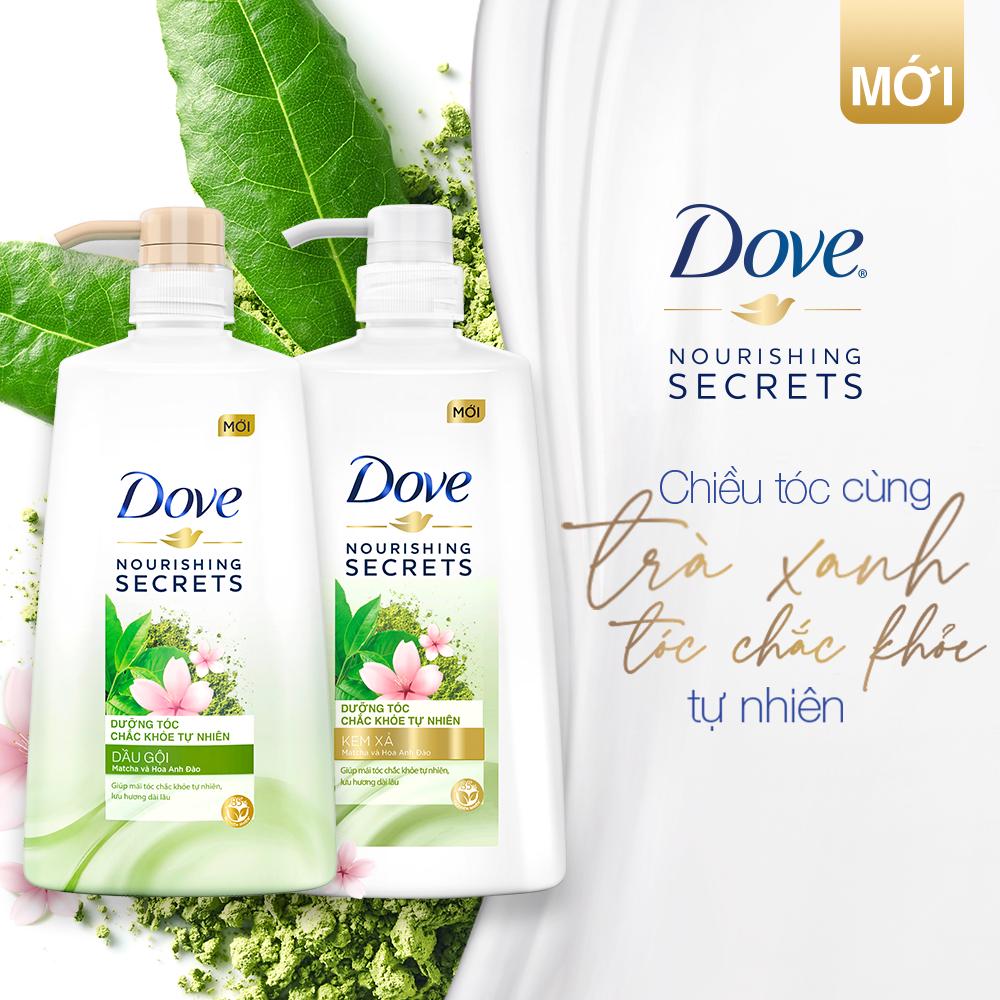 Combo gội xả Dove Matcha và Hoa Anh Đào - Dưỡng Tóc Chắc Khỏe Tự Nhiên 640gr, 610gr