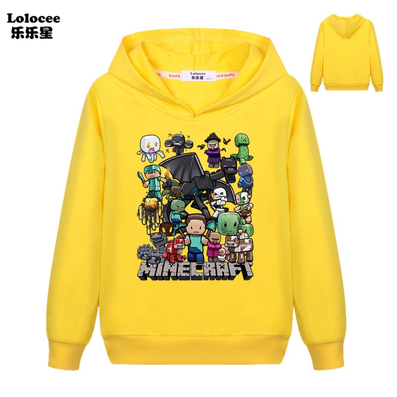 Áo Hoodie Tay Dài In Hình Trò Chơi Minecraft Cho Bé 4-14 Tuổi