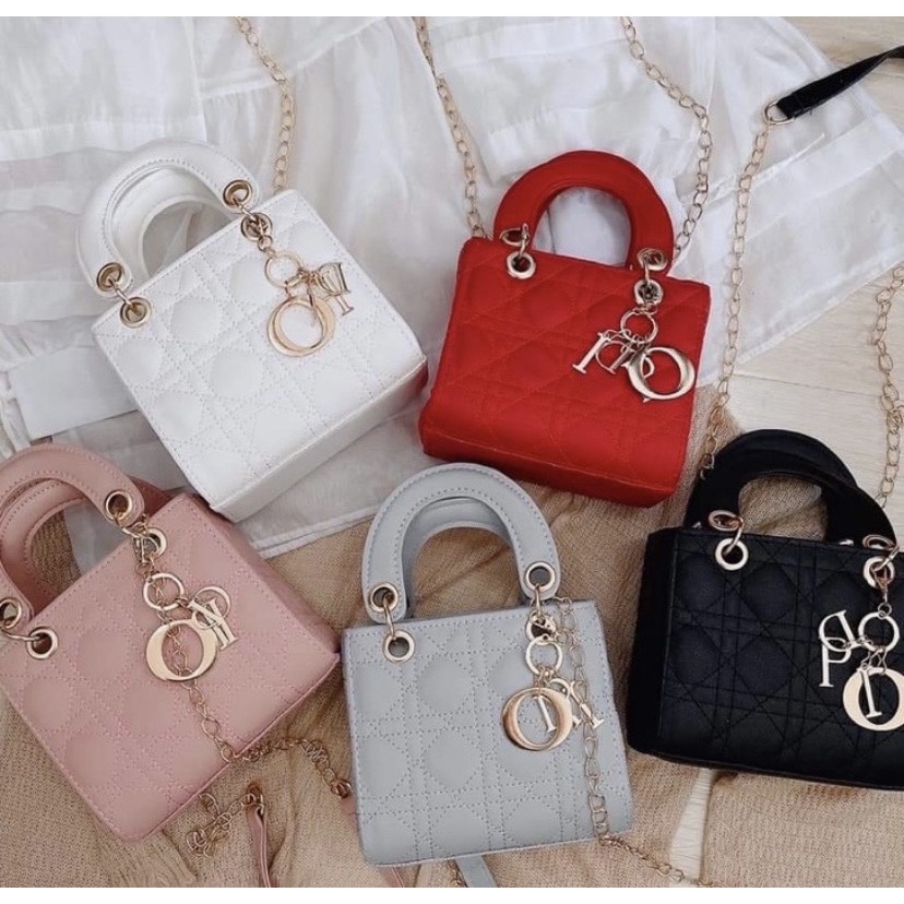Túi di or💘 BÁN RẺ LẤY 5*💘Túi vuông 5 ô da bóng size 18cm sang chảnh