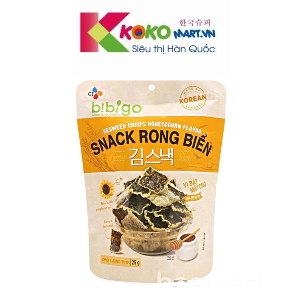 SNACK RONG BIỂN BIBIGO VỊ BẮP MẬT ONG 25G