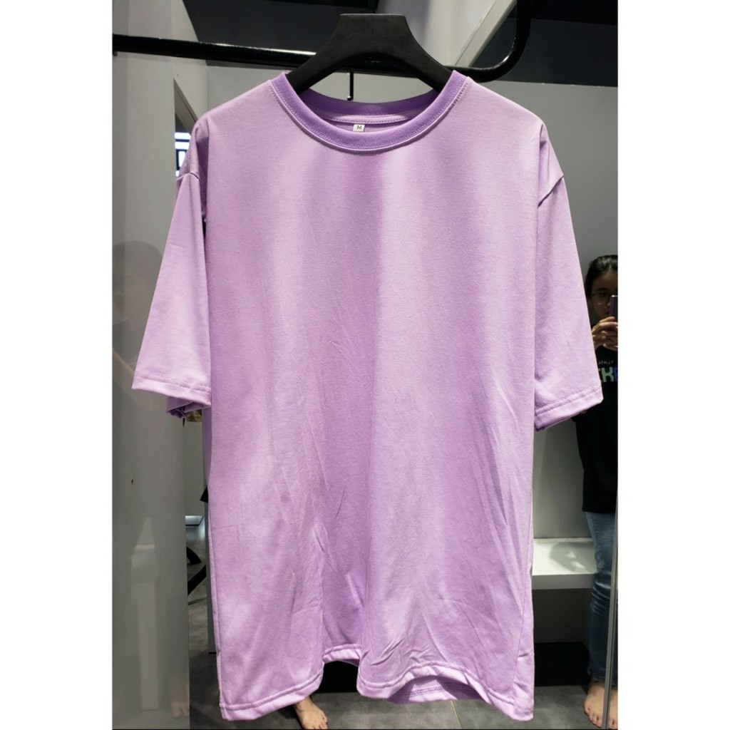 áo thun tay lỡ màu tím môn nam &amp; nữ FOME RỘNG có chọn size, chất thun xịn 1-tm7