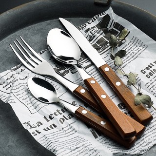 BỘ DAO THÌA NĨA INOX CAO CẤP CÁN GỖ HÀN QUỐC