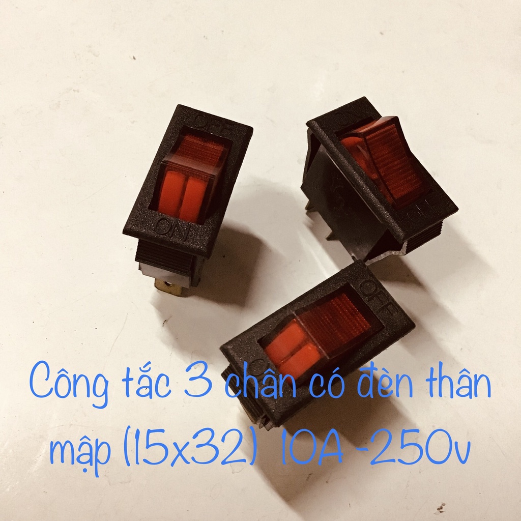 Công tắc đèn 3 chân bấp bênh on off chữ nhật thân mập