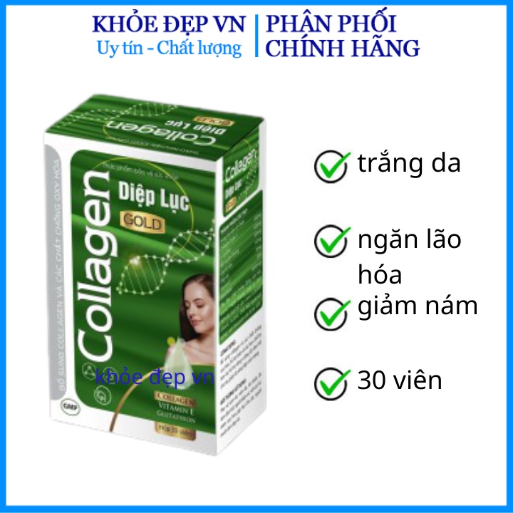 Viên uống collagen diệp lục đẹp da chống lão hóa , giảm nám tàn nhang hộp 30 viên