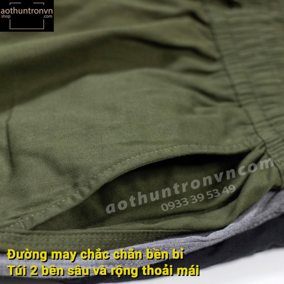 Quần Short Nam Kaki cotton 3 màu Đen / Xám / Rêu thương hiệu RINOMI ,quần Kaki cotton loại dày thoáng mát thiết kế đẹp ་