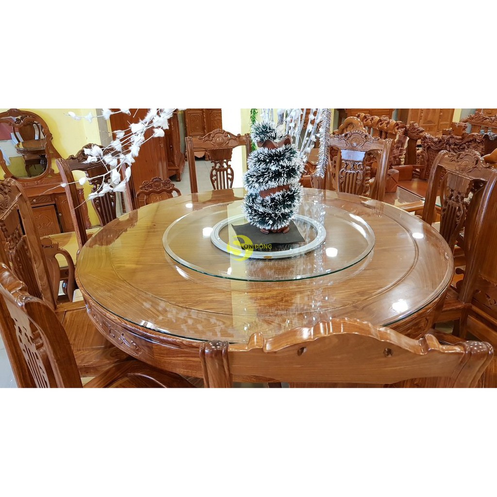Bộ bàn ăn gỗ hương bàn tròn 8 ghế