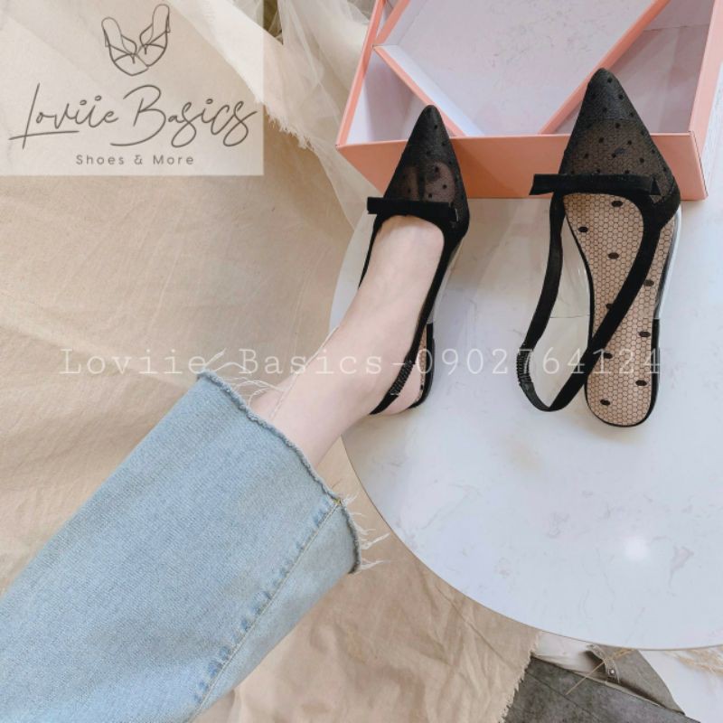 LOVIIE BASICS- DÉP SỤC MŨI NHỌN ĐẾ BỆT NƠ LƯỚI - SANDAL MŨI NHỌN ĐẾ BỆT - DÉP SỤC MŨI NHỌN - SỤC NỮ MŨI NHỌN S200711