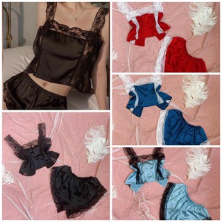 Đồ ngủ sexy nữ 🌺 Freeship 🌺 Đồ ngủ sexy nữ lụa satin phối ren mềm mịn freesize dưới 60kg - Linqu Sleepwear ་