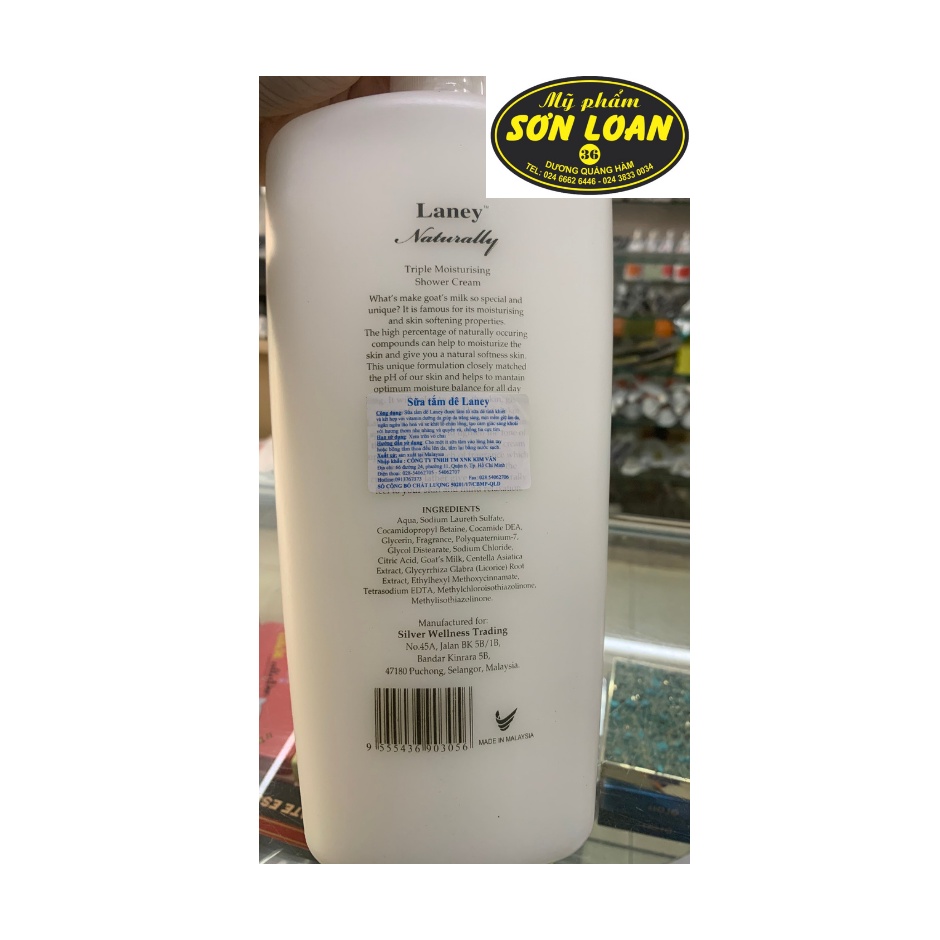 Sữa tắm dê LANEY NATURSLLY của Malaysia 1200ml hương thơm bền lâu,làn da mịn màng