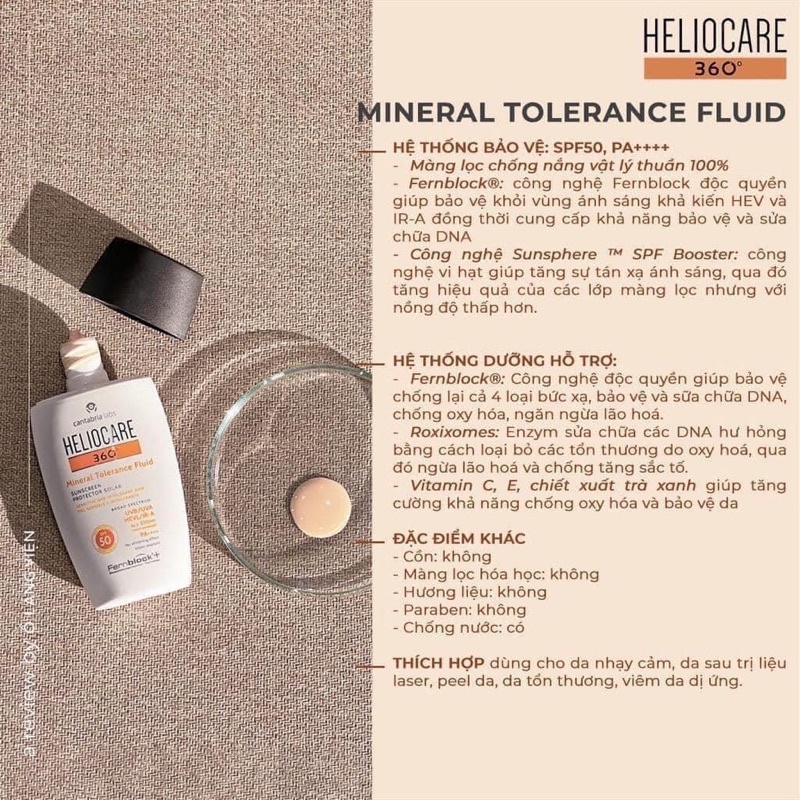 Kem chống nắng Heliocare Mineral Tolerance Fluid