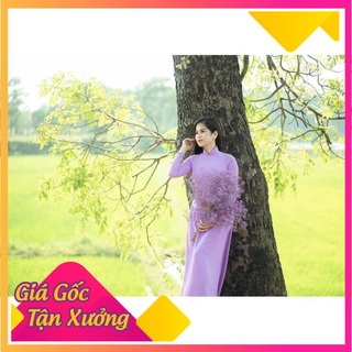 Áo dài lụa chifon 4 tà màu tím cà (kèm quần cf 2 lớp)