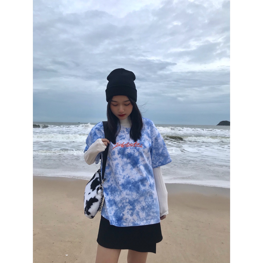 Áo Thun kiểu Unisex Wash Tie Dye Xanh T-Shirt - form rộng local brand iMA God Breaker (iGB)