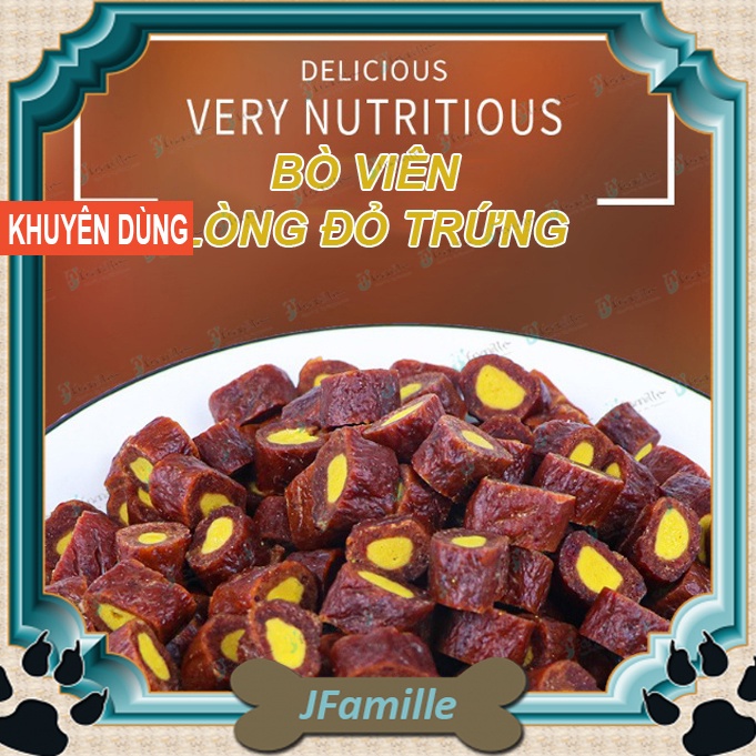 Treat thưởng dinh dưỡng JFamille, Bò viên lòng đỏ trứng, bổ sung Lecithin, Protein, Canxi, dễ tiêu hóa.
