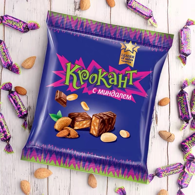 [Mã 153FMCGSALE1 giảm 10% tối đa 40K đơn 250K] [SIÊU NGON] Kẹo Tím Krokant Socola Hạnh Nhân Nga 500G !